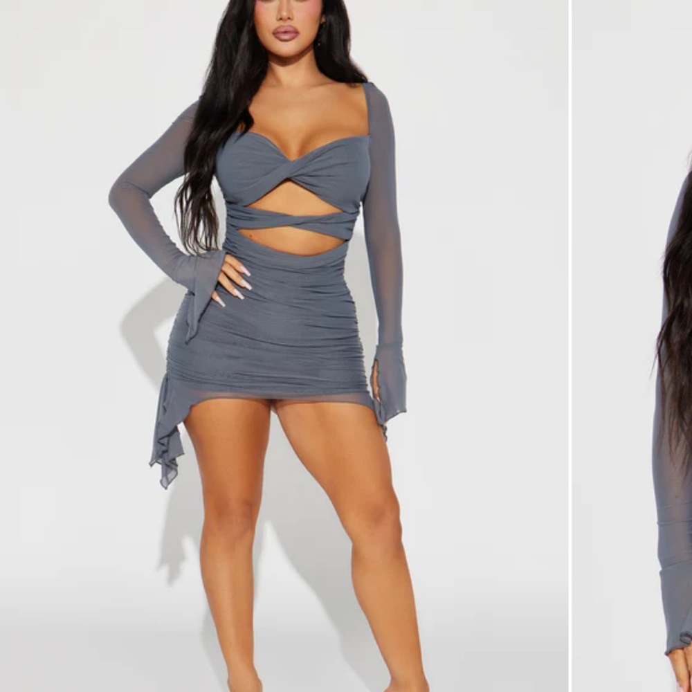 Fashion Nova Charcoal Cutout Mini Dress
